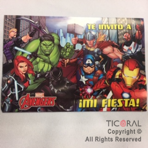 AVENGERS INVITACION TROQ.CHICA x 10